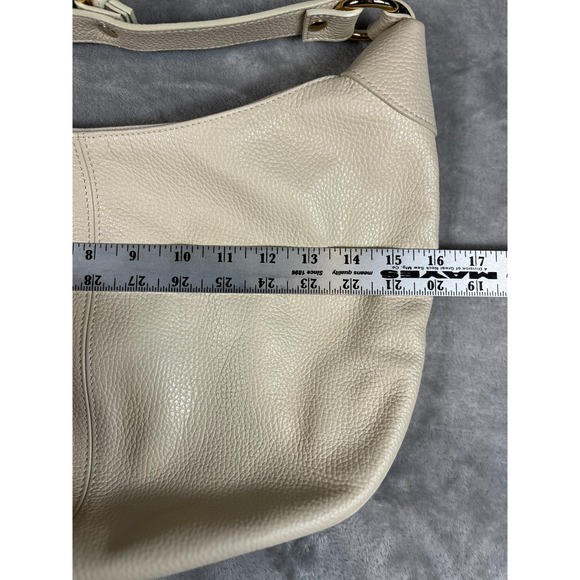 Quince Italian Handwoven Leather Purse Hobo Shoulder Bag Cream Versatile 16" - Picture 10 of 12